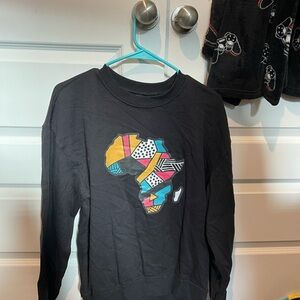 Black Sweatshirt with Colorful Africa Design